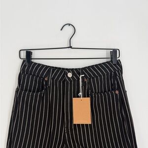 Reformation Georgia Pinstripe High Rise Flare Jeans